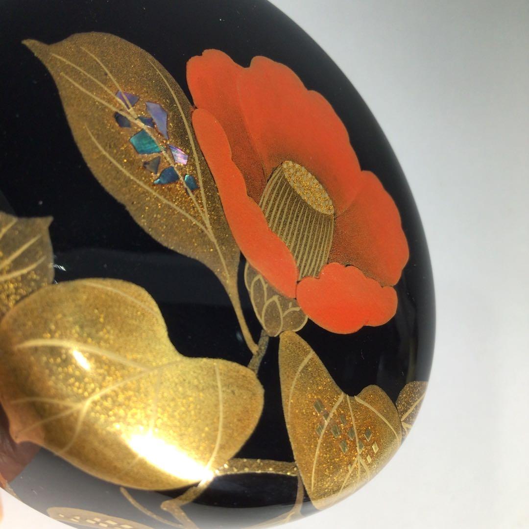 N727 棗 『輪島塗』『平野涛山作』『螺鈿』『椿蒔絵』『中棗』 共