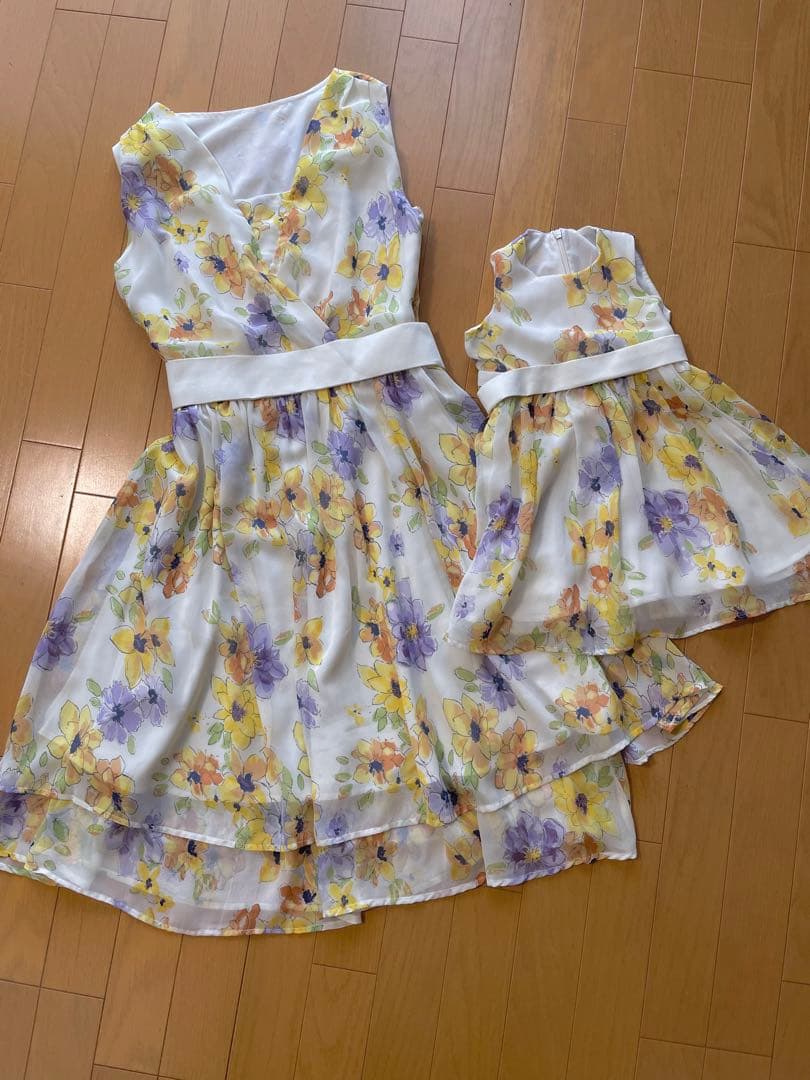 親子セット　ワンピース　親子リンクコーデ