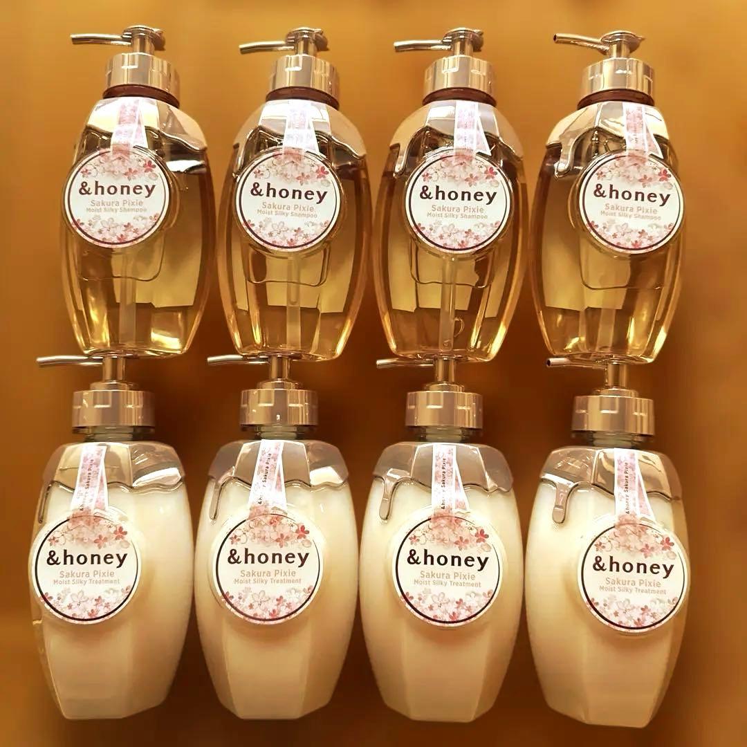 アンドハニーピクシーサクラシャンプー トリートメント 8個セット本体ボトル白桜