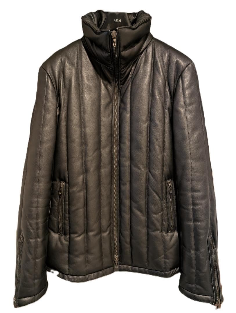 SHELLAC シェラック ラムレザー ダウンジャケット 48 ブラック 羊革 SHELLAC シェラック ラムレザー ダウンジャケット 48 ブラック 羊革