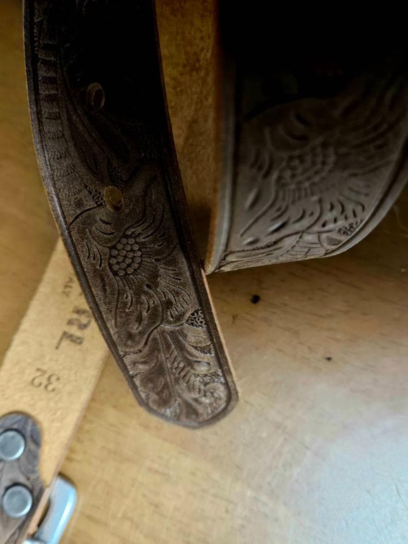 新品未使用】RRL アメリカンヴィンテージエンボス加工 ブラウンベルト