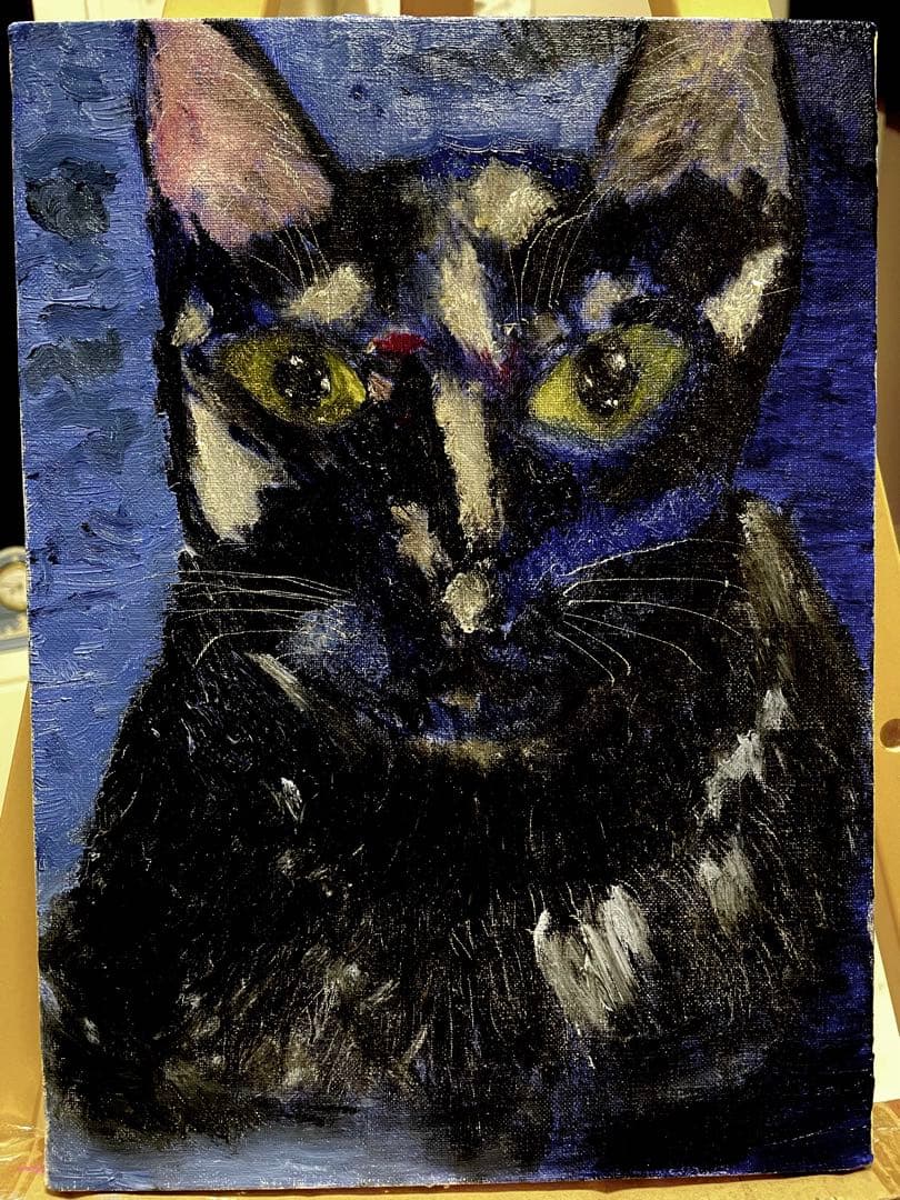 黒猫の油彩画