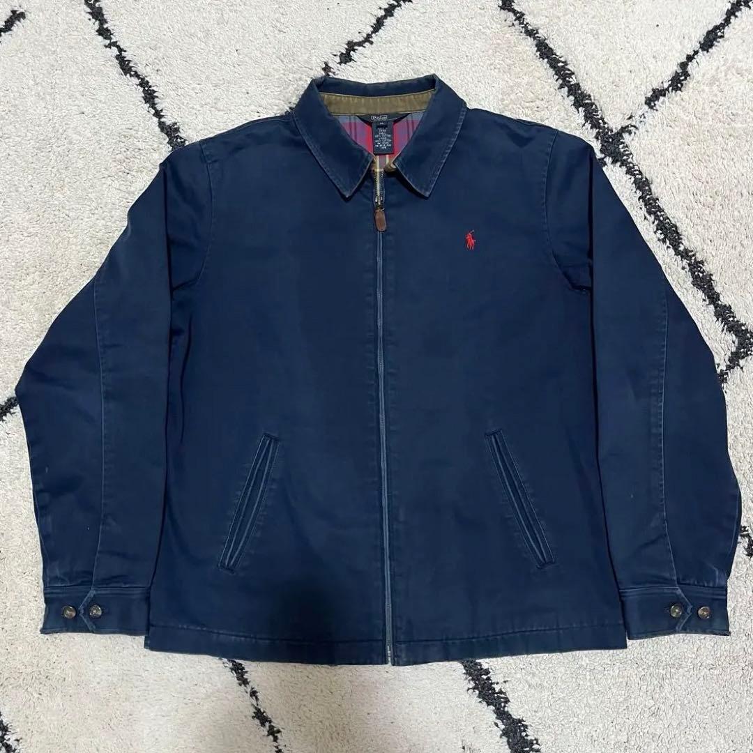 90s~00s EU規格 ラルフローレン スイングトップ 裏地チェック ネイビー