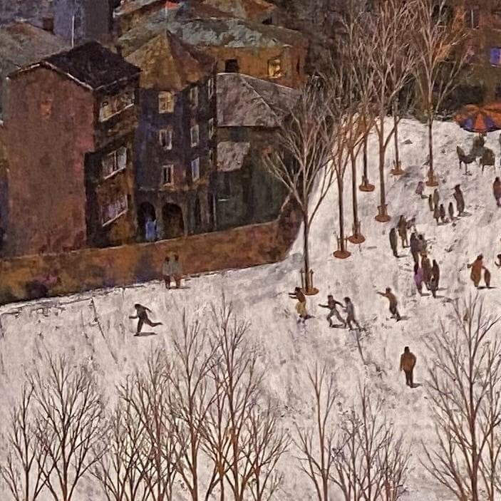 山下彰一、【広場のある街】、希少な額装用画集より、新品額装付