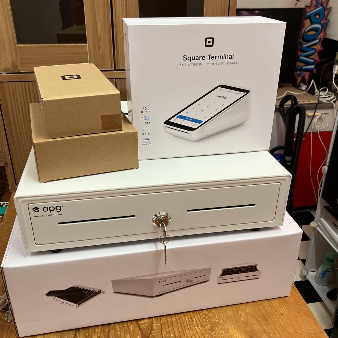 squareターミナル、キャッシュドロワー、専用ハブ、ロール紙4点セット