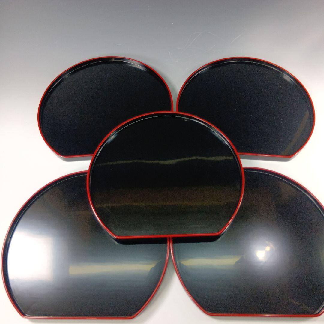 値下げ輪島塗 光栄堂 半月盆5枚 共箱