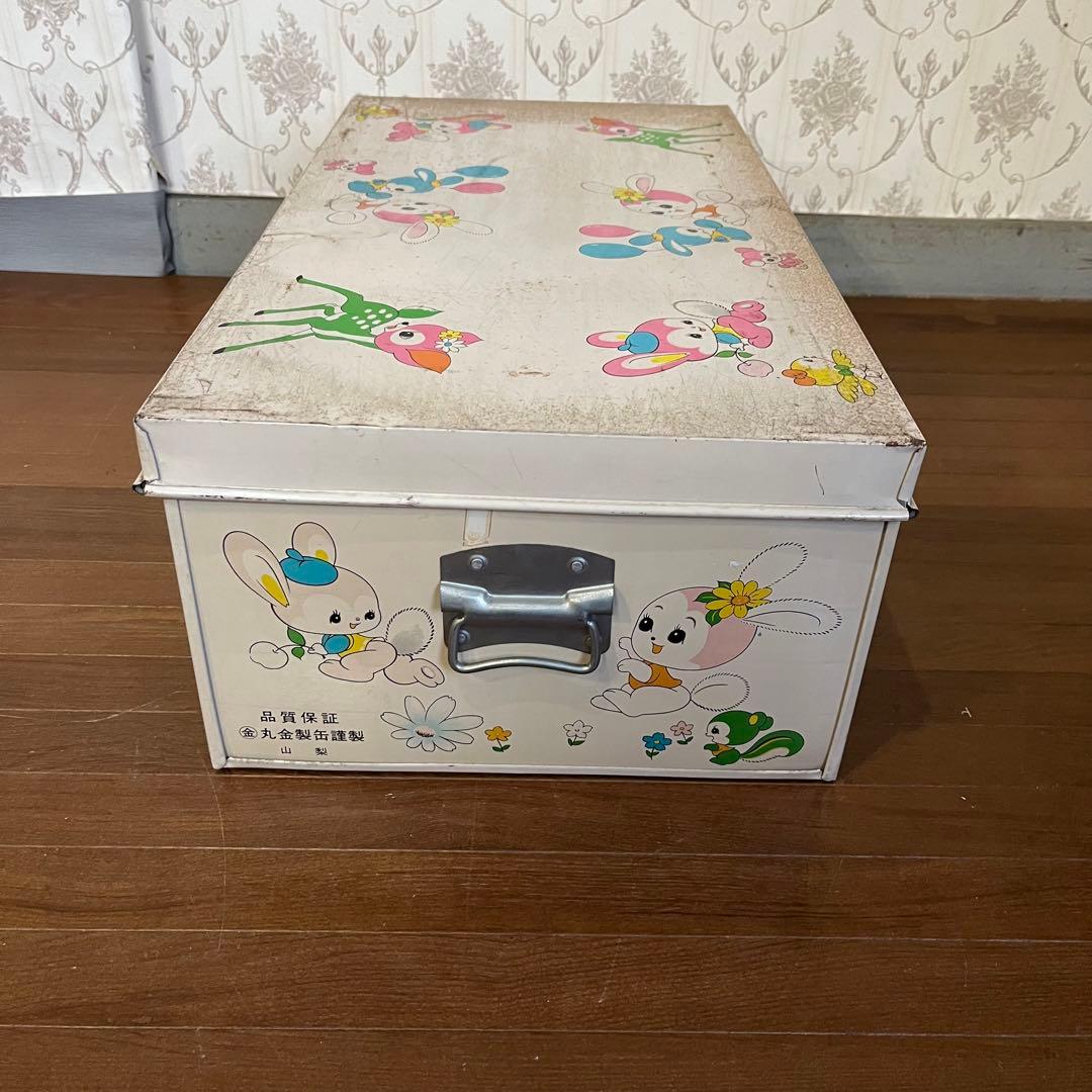 アンティーク】丸金製缶 ブリキケース 衣装ケース バンビ うさぎ 昭和