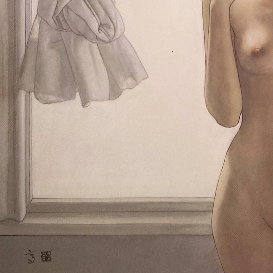 高塚省吾、【七月の逆光】、希少な額装用画集画、新品高級額 額装付、状態良好