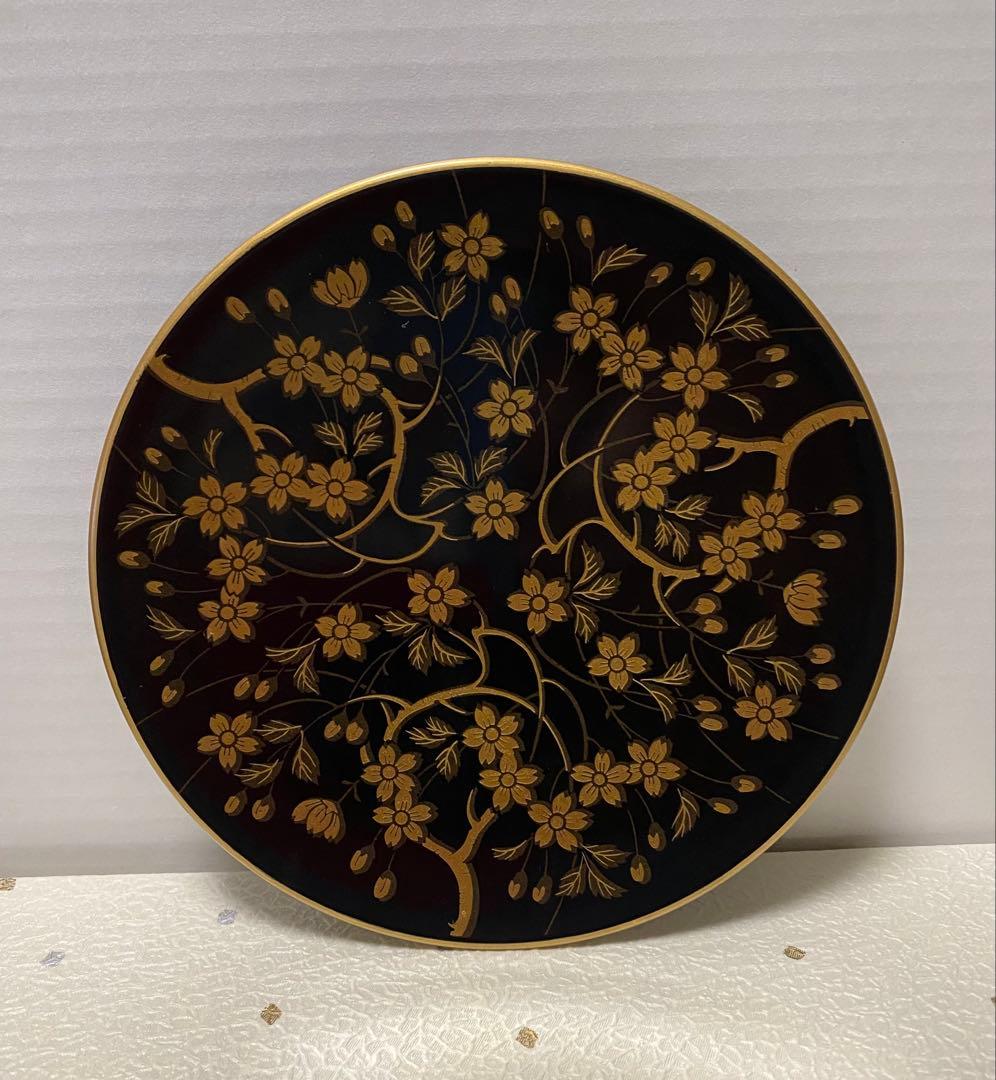 山中漆器 元禄シリーズ 北斎 金彩蒔絵 桜 重箱・銘々皿・汁椀 5個