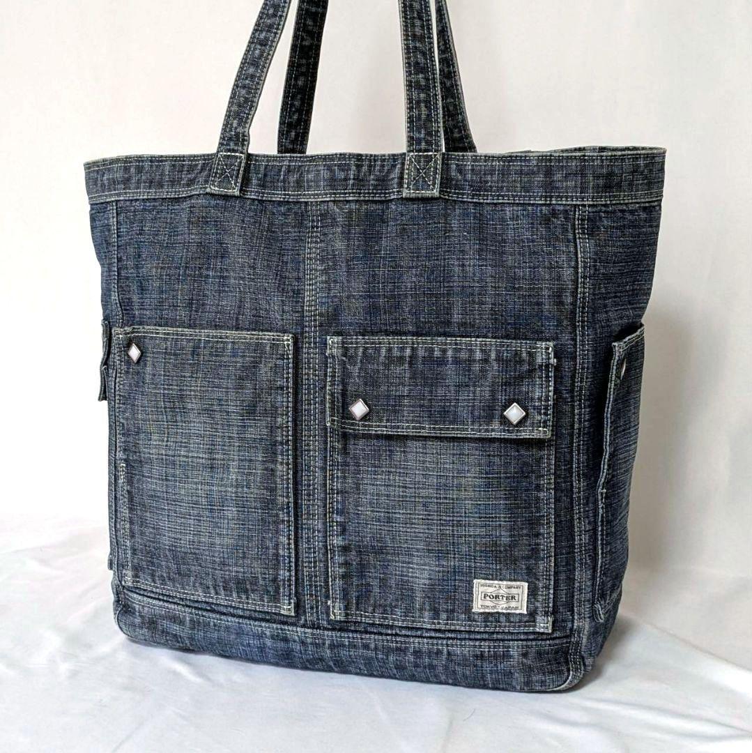 PORTER トートバッグ OUNCE オンス デニム ウエスタン スタッズ