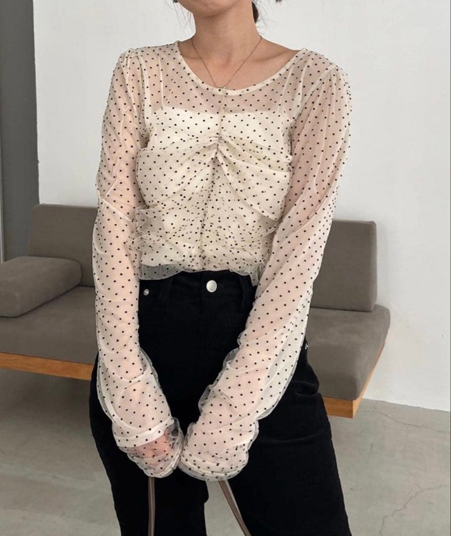 CAPRICIEUX LE'MAGE フロッキードットブラウス