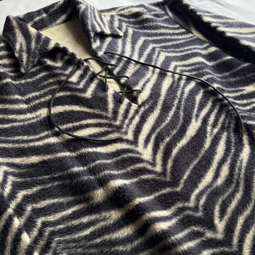 50s vintage fake fur pullover \"zebra”