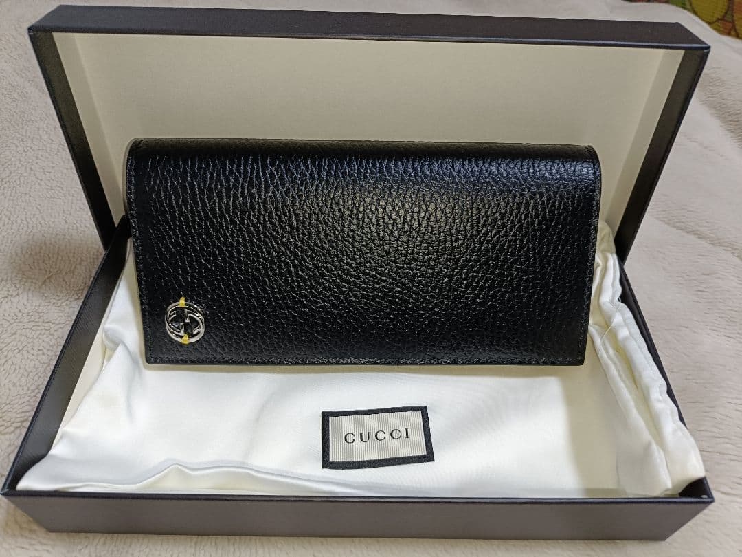 MONO様用　GUCCI ブラック 長財布 イエロー内側 GUCCI（グッチ） 財布 長財布 メンズ スリムタイプ ブラック×イエロー