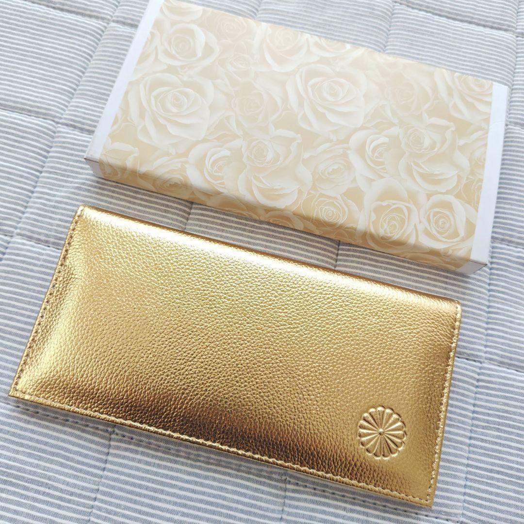 皇居 長財布 ゴールド 東御苑 本丸 売店 本革 金 折り財布 長財布