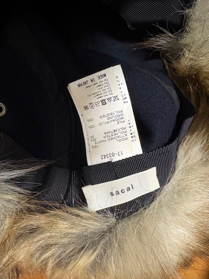 sacai 17-03342 ウール フライトキャップ - メルカリ