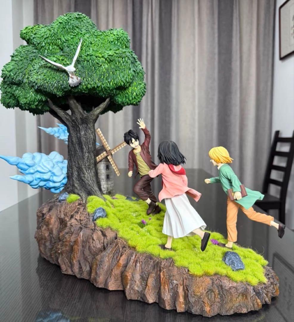 進撃の巨人 ③ エレン+ミカサ+アルミン ガレージキット ガレキ スタチュー