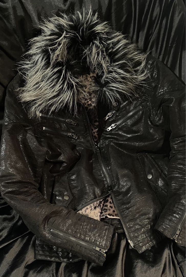 00s archive fur jacket leopard vicefairy - メルカリ