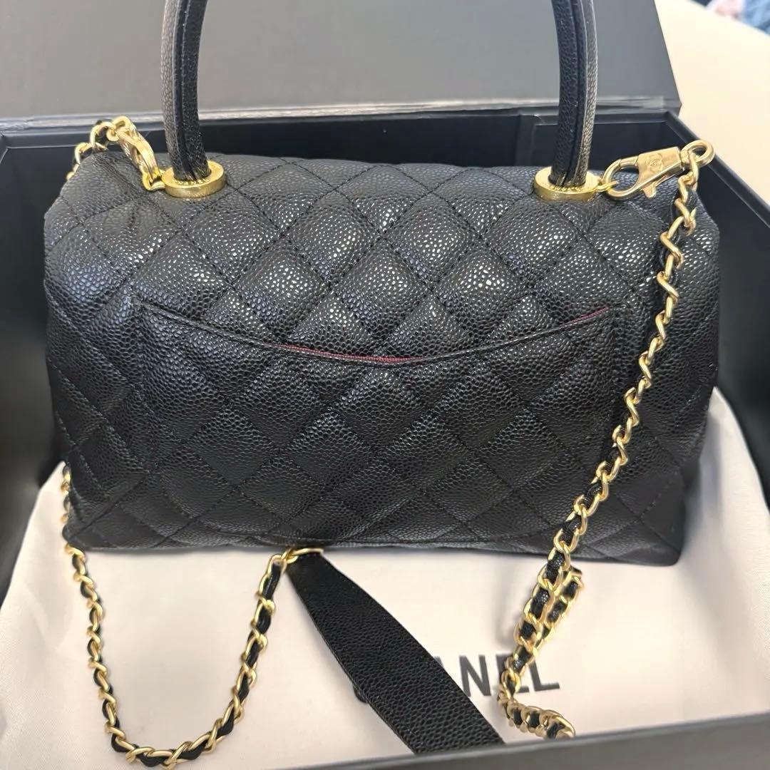CHANEL ノベルティ キャビアスキン ココハンドル ハンドバッグ 黒