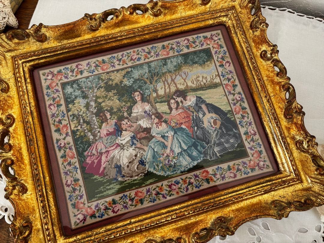 プチポアン 額入り フレーム 久家道子 刺繍 額装 - メルカリ