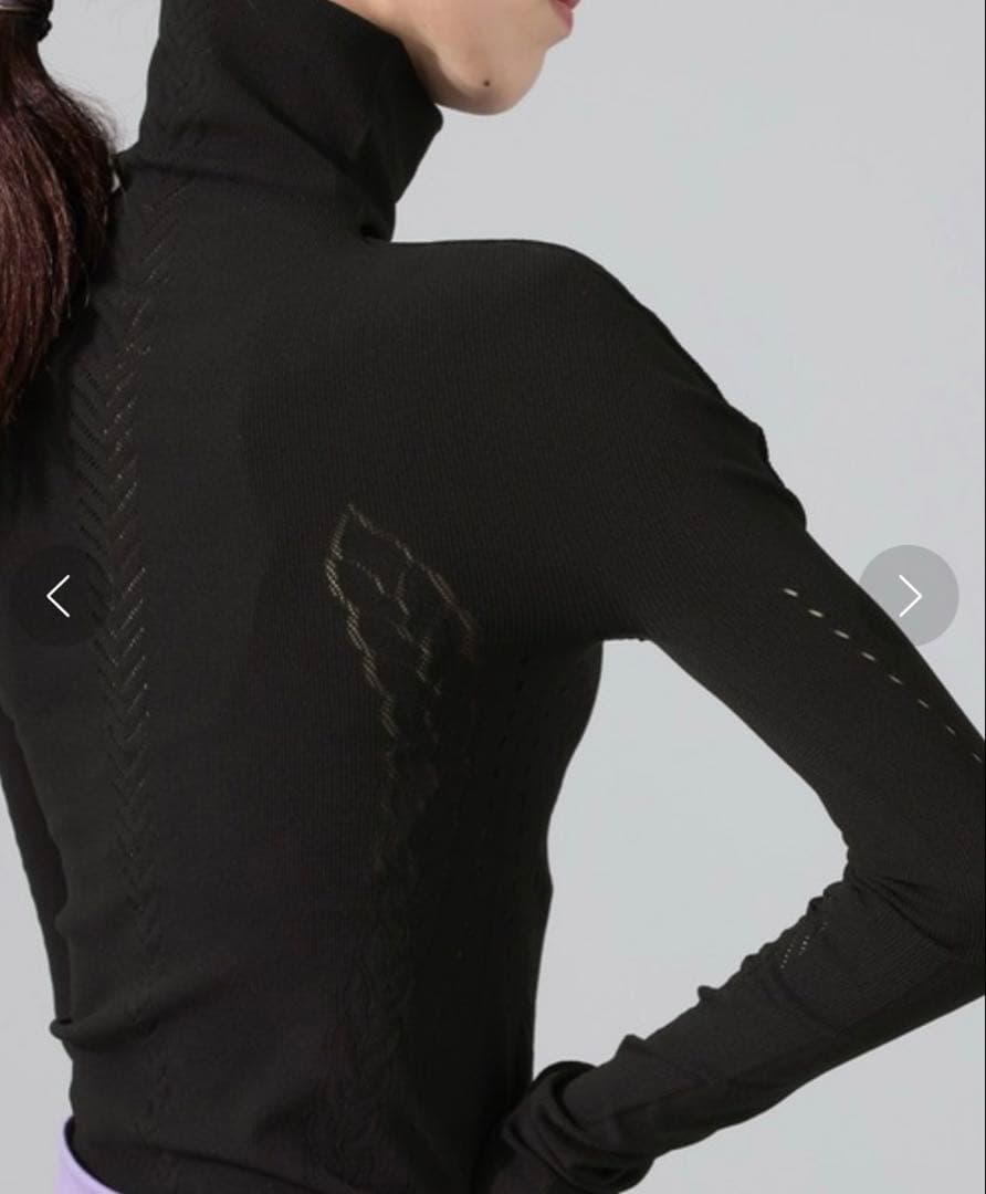 チャコット　ノーソーイングニット　ヘリンボーンハイネックニットトップ