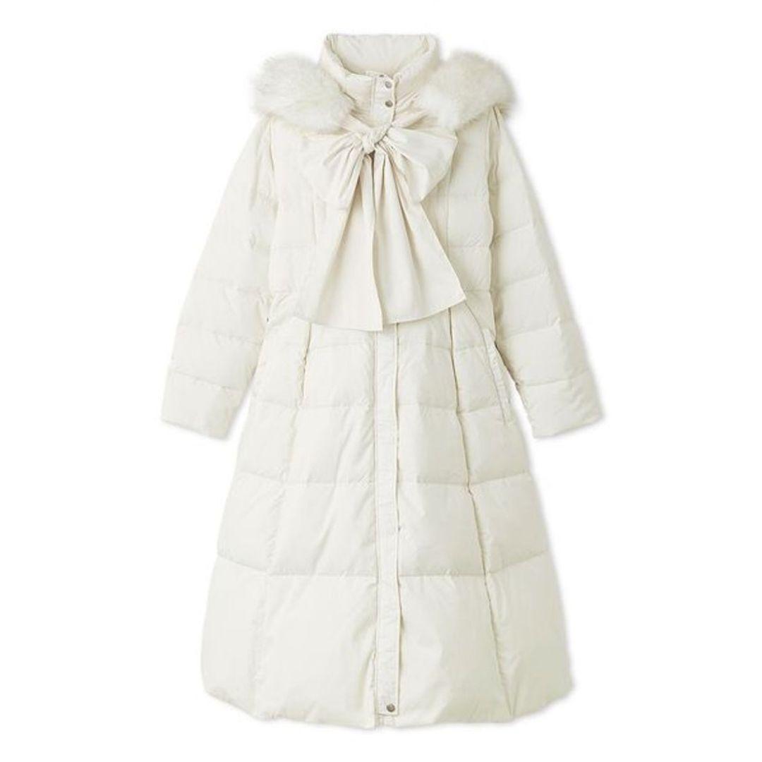 CELFORDフードリボンロングダウンコート IVR サイズ38 セルフォード CELFORD フードリボンロングダウンコート （IVR