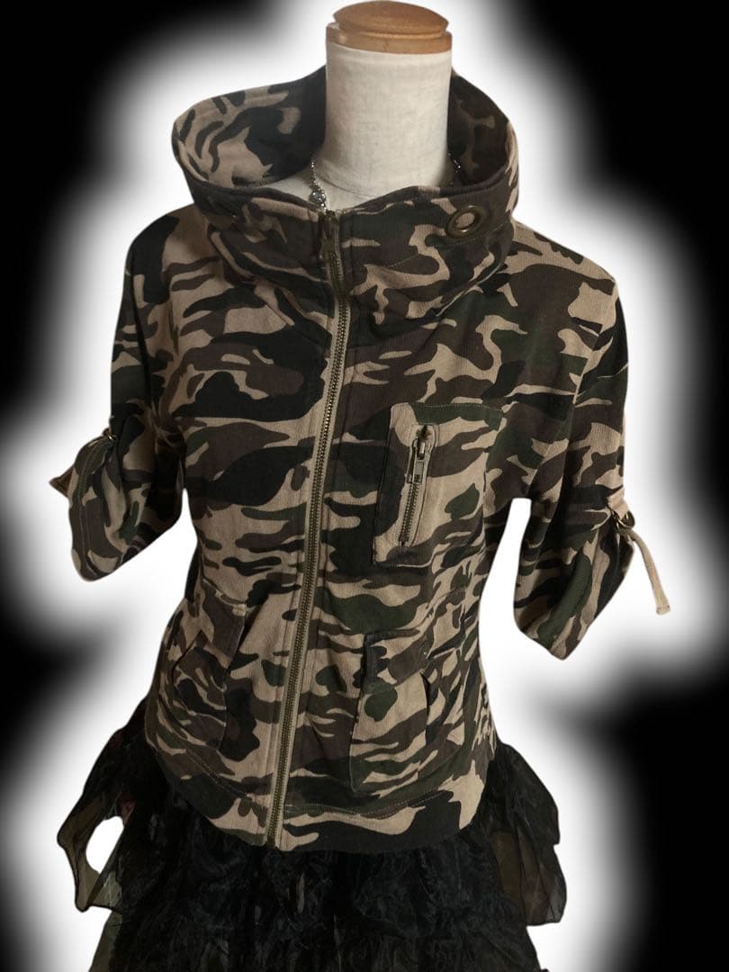 y2k迷彩00s当時物フェアリーグランジジップNANAミリタリーパンク平成ギャル