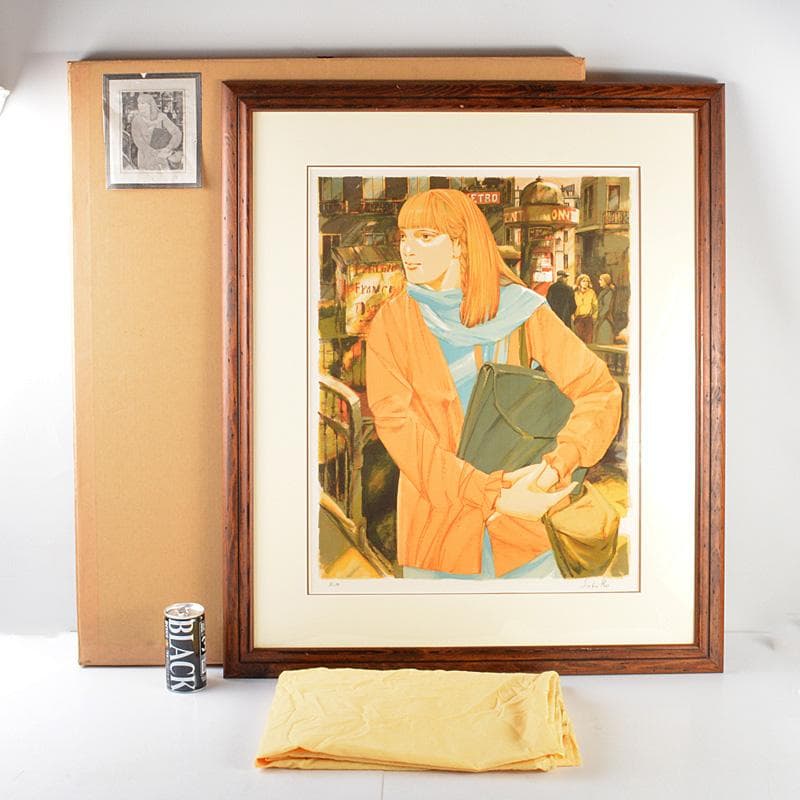 斉藤三郎　版画　EA　「モンターニュ通り」　額装　箱付　C　Ｒ5917Ｃ