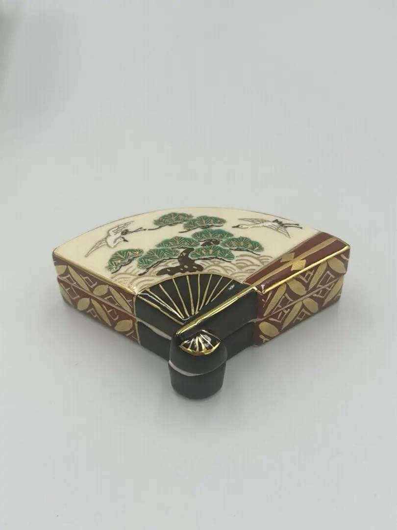 セール中 橋本城岳 色絵末広 扇面 香合 茶道具 鶴 松 - メルカリ