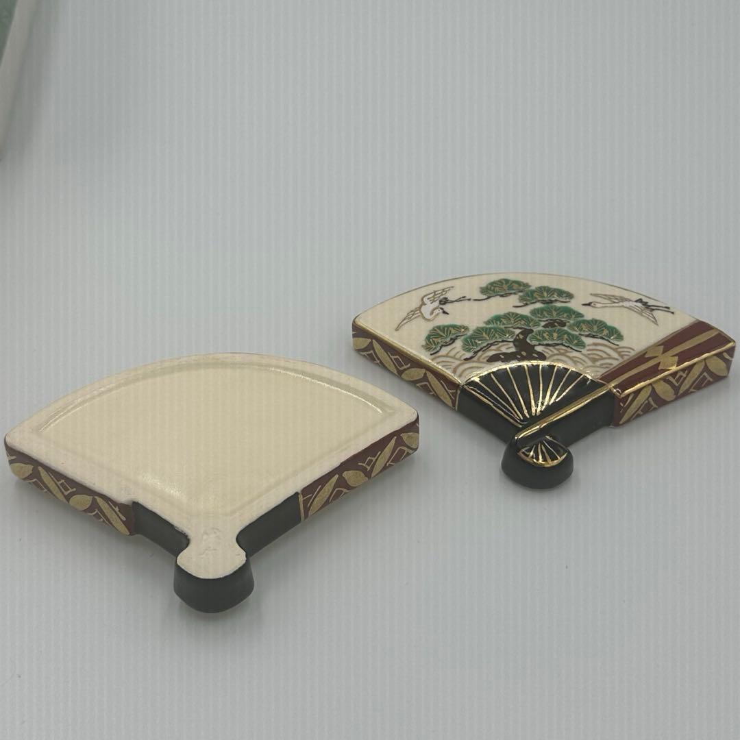 セール中 橋本城岳 色絵末広 扇面 香合 茶道具 鶴 松 - メルカリ