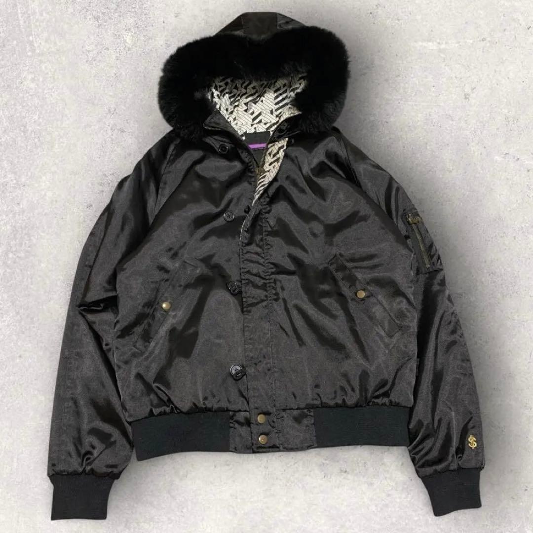 【超希少XLサイズ】スワッガー　ブルゾン　フォックスファー　サテン生地　裏地総柄