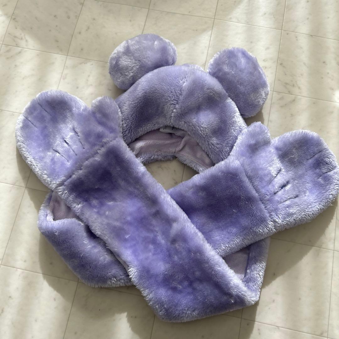 ディズニー ミッキー マフラーキャップ ファンキャップ 紫 - メルカリ