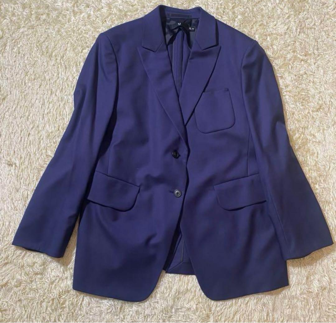 極美品】ユニクロ +J カシミヤ混 セットアップスーツ パンツ ネイビー