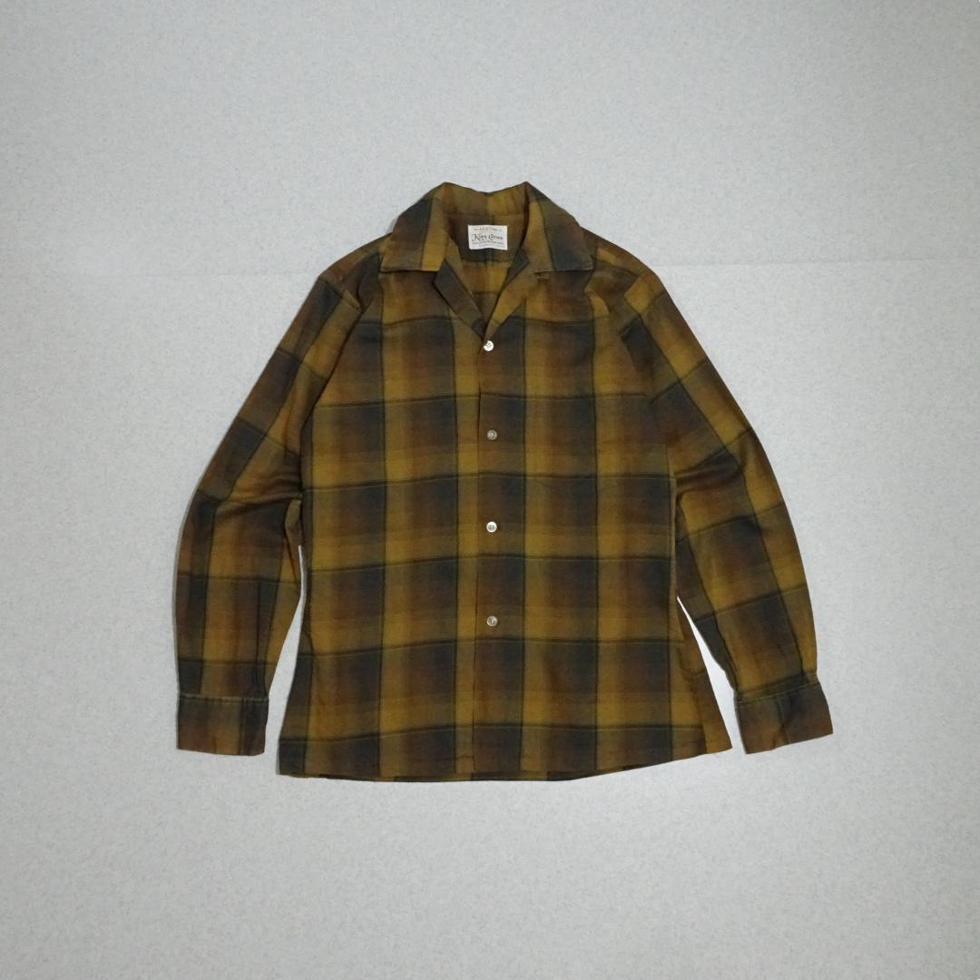60s USA製 ARROW アロー 長袖シャツ 開襟 オンブレチェック 好配色