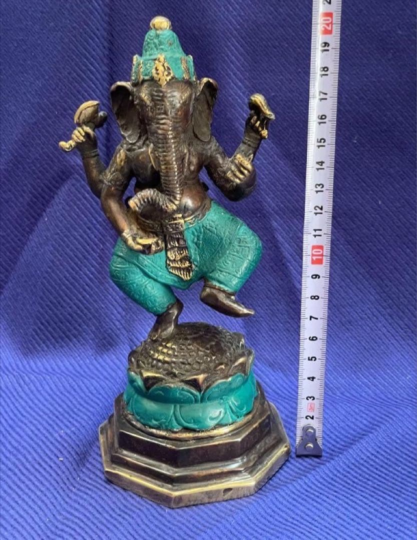 ガネーシャ像　風水置物　ブロンズ　真鍮　☆アンティーク 守り神 .シヴァ神