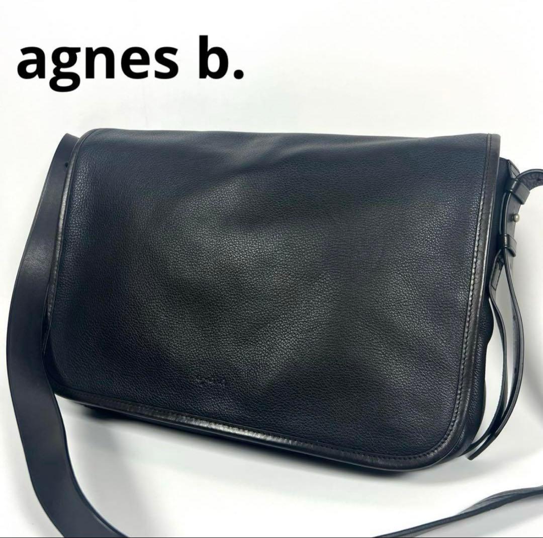 【極美品】agnes b. レザーバッグ　ニュースボーイ