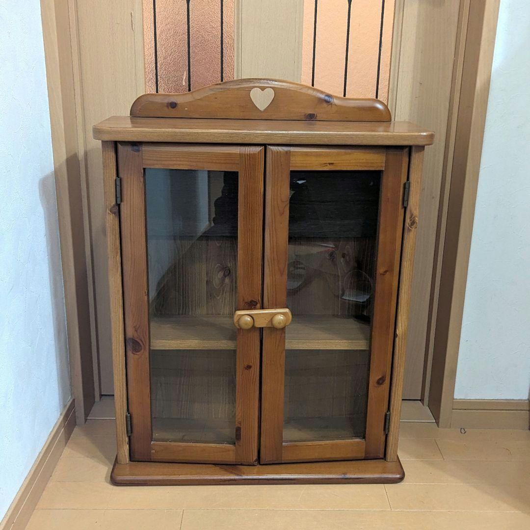 カントリー調　木製ガラス扉 キャビネット　レトロ　アンティーク
