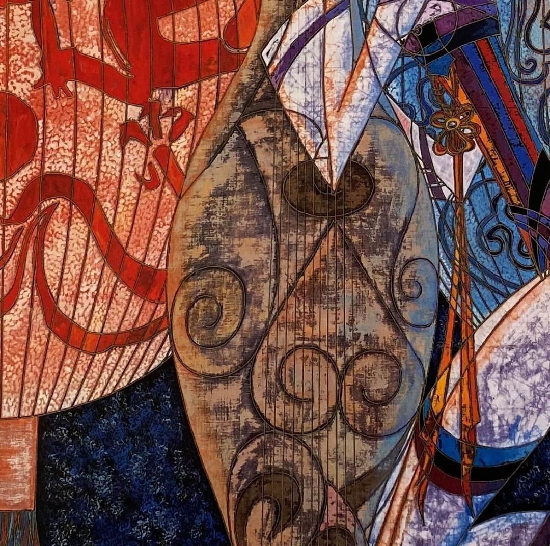 丁紹光、『仲秋の祭』、希少画集画、ティンシャオカン、新品額・額装付