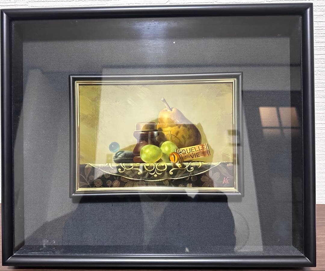 真作　小澤一正「日常の静物」1994年作　油彩サムホール　写実　リアリズム　額装 Yahoo!オークション -「小澤一正」の落札相場・落札価格