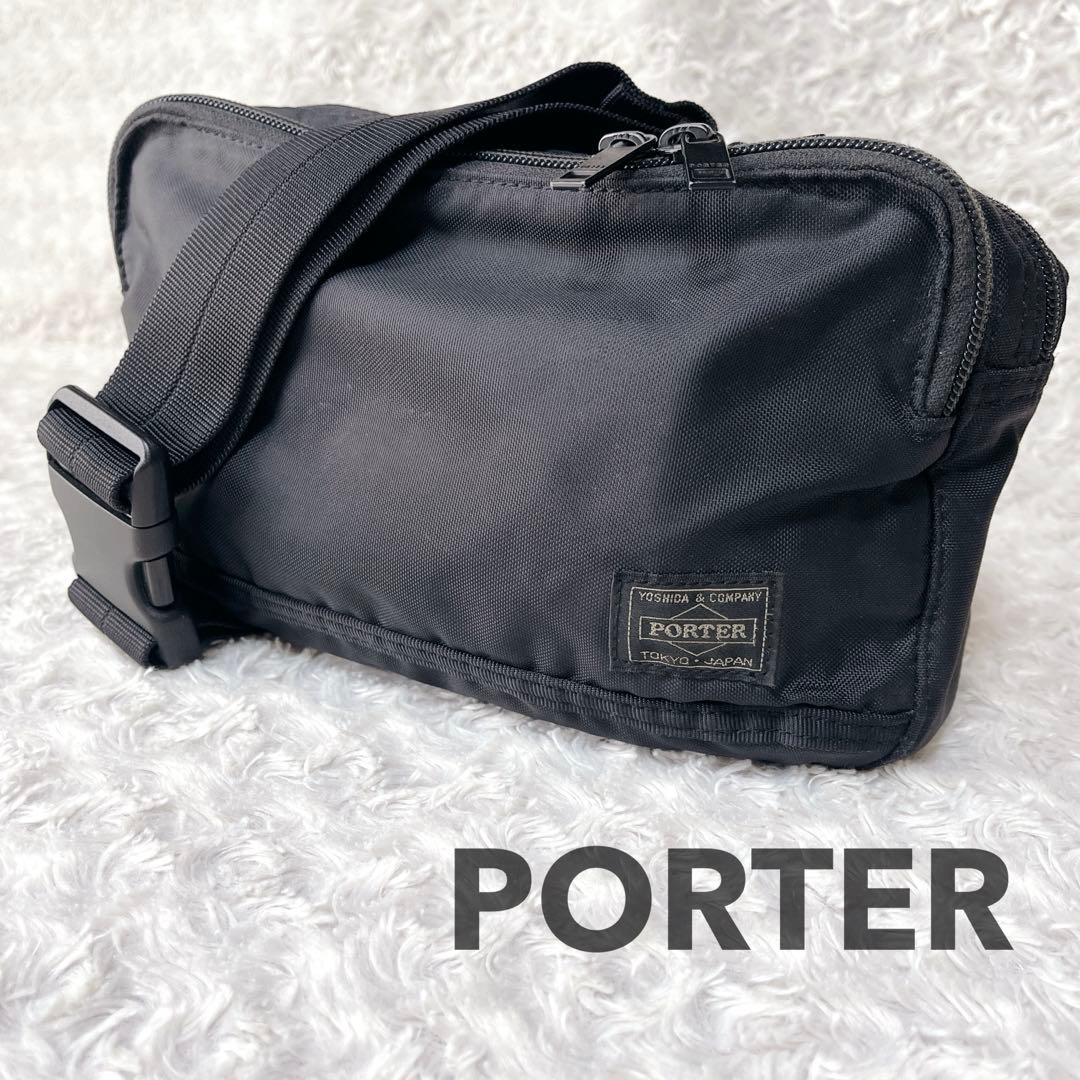 【美品】PORTER FLASH フラッシュ ボディバッグ 2層 ブラック