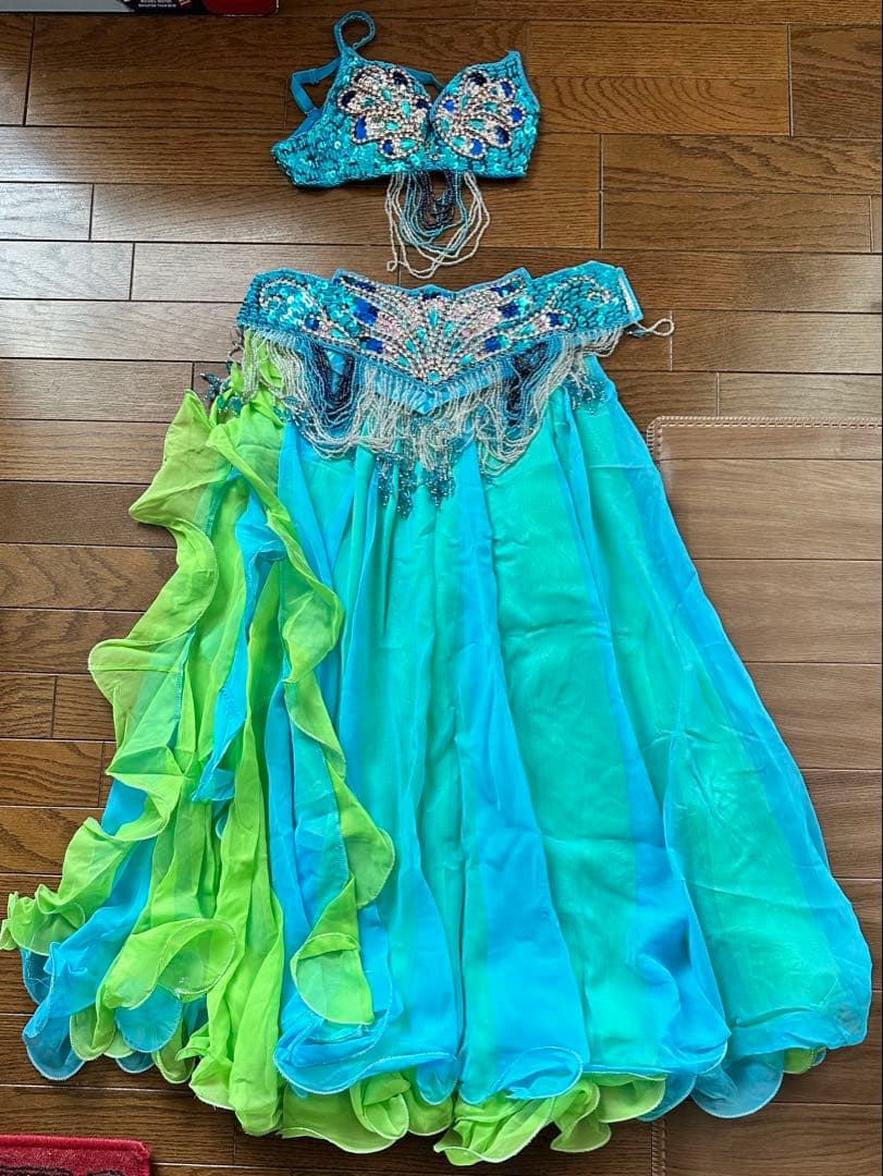 ベリーダンス セットアップ 青と緑