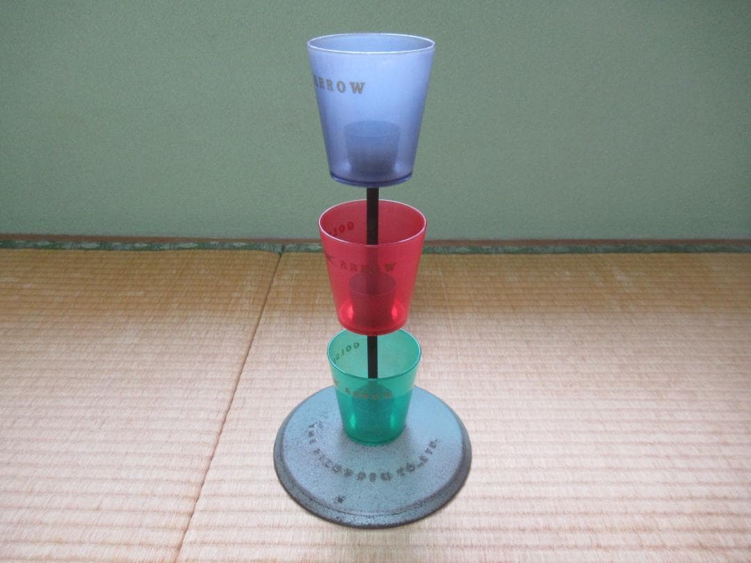 美品 非売品 1930年◆パイロット 店頭用 緑・赤・青コップ型3段 ペンケース