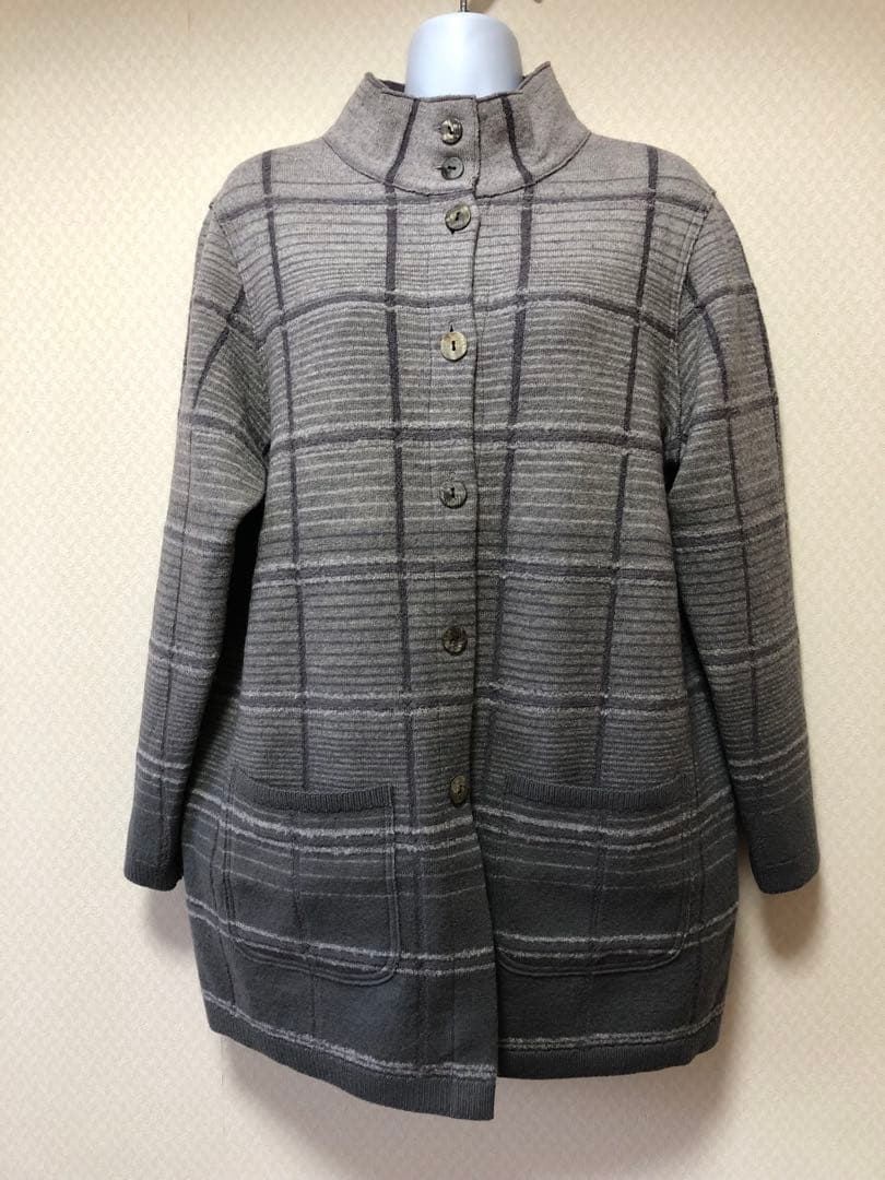 未使用☆iines☆佐藤繊維☆リバーシブル☆ウール☆コート☆カーディガン☆グレー