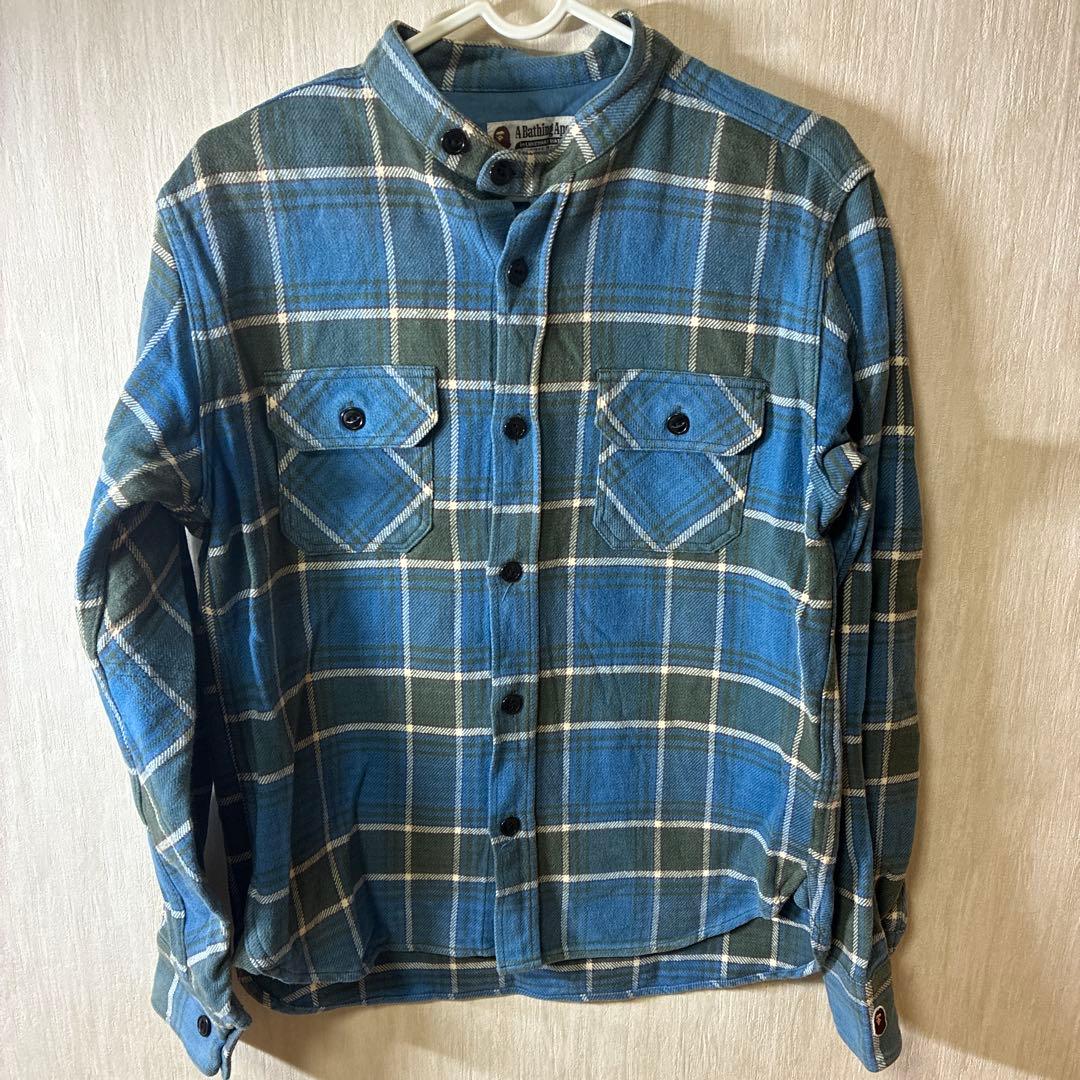 A Bathing Ape 長袖ネルシャツ 青系チェック