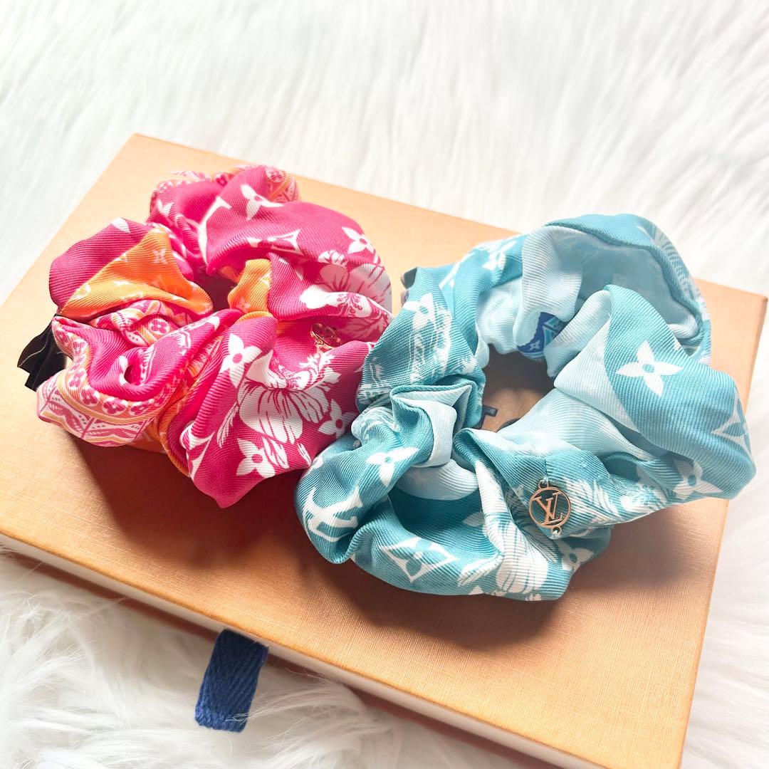 ✨美品✨ルイヴィトン　シュシュセット　M79982 モノグラム　ピンク　ブルー