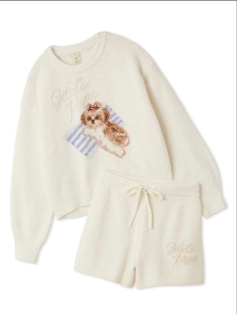 るる　シーズージャガードプルオーバー＆ベビモコショートパンツセット