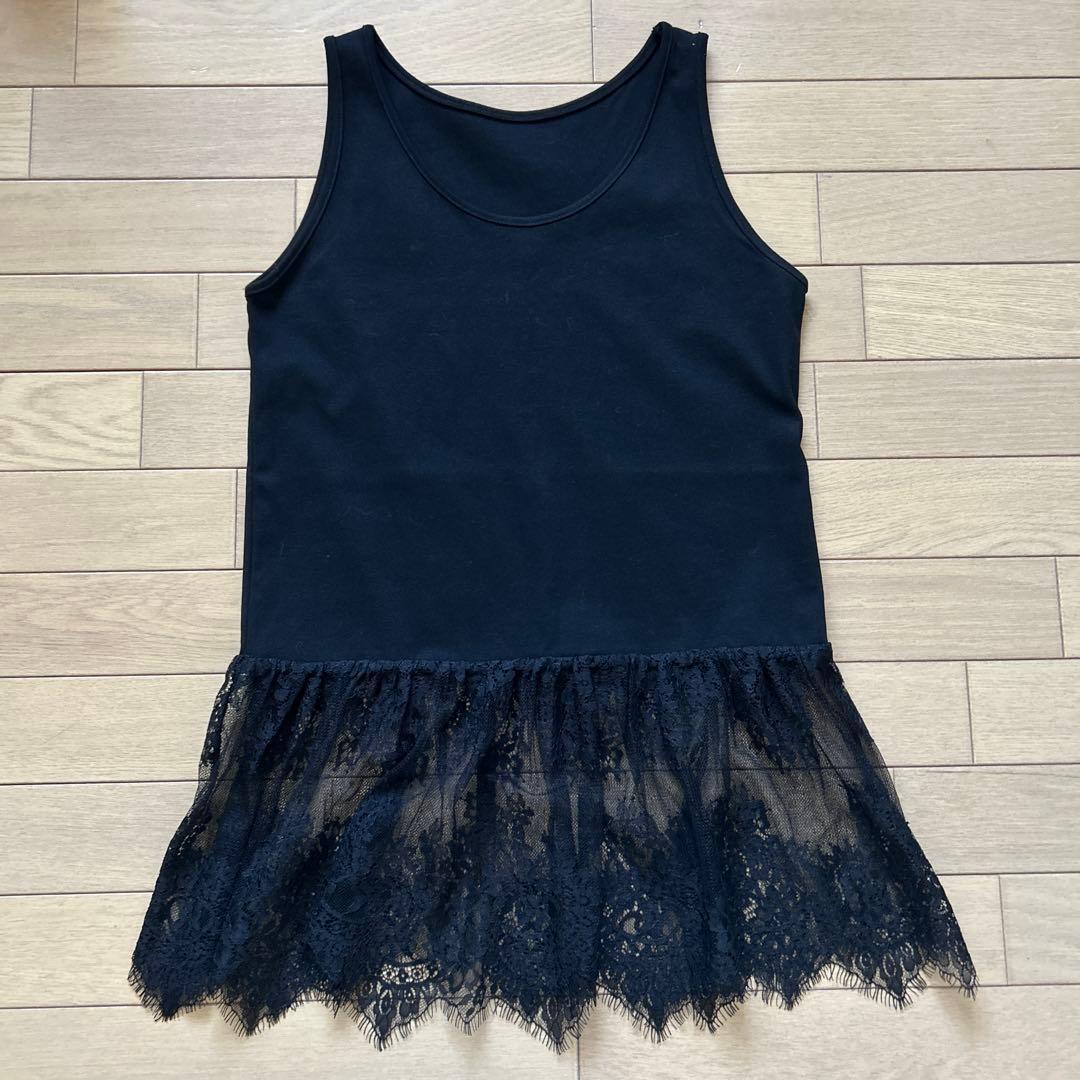 田丸麻紀 アデ Ade' 裾レースタンクトップ ブラック - メルカリ