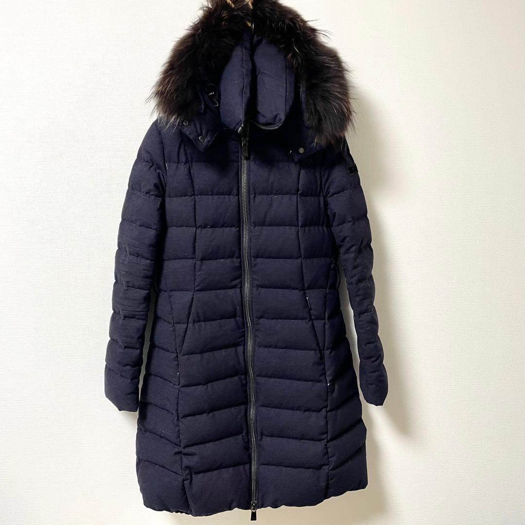 タトラス　ダウン　ロングコート　ラビアナ　ブラックネイビー系　02サイズ　ベルト