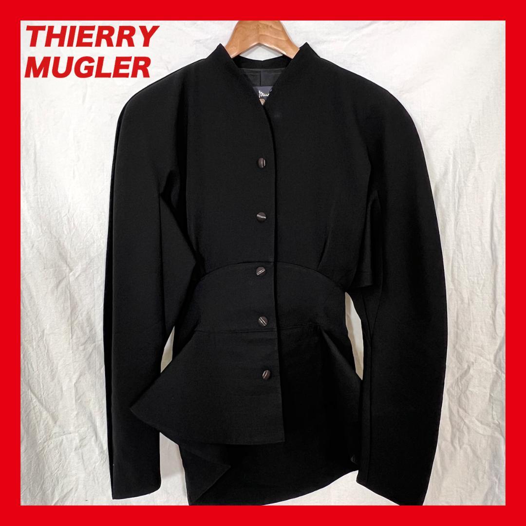 ティエリーミュグレー ブラック ペプラムジャケット THIERRY MUGLER