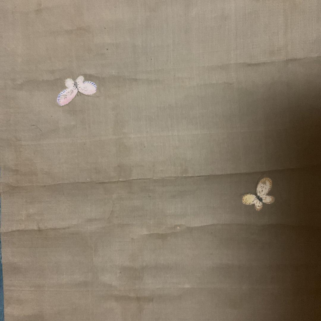 酒井抱一 絹本彩色画 三幅対 《蝶に牡丹図、オカメ図 花瓶に梅図》