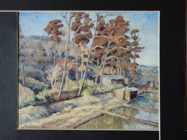 小磯良平、風景、希少画集画、新品高級額、額装付、状態良好、油彩
